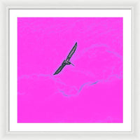 Black Birdie In Pink Sky - Framed Print