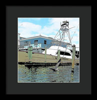 Flying Pelican By The Boat - Framed Print