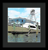 Flying Pelican By The Boat - Framed Print