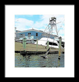 Flying Pelican By The Boat - Framed Print