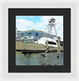 Flying Pelican By The Boat - Framed Print