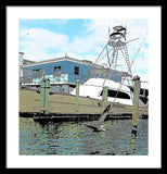 Flying Pelican By The Boat - Framed Print