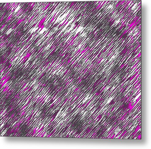 Dark Pink and Grey Rocky Edges Abstract Art - Metal Print