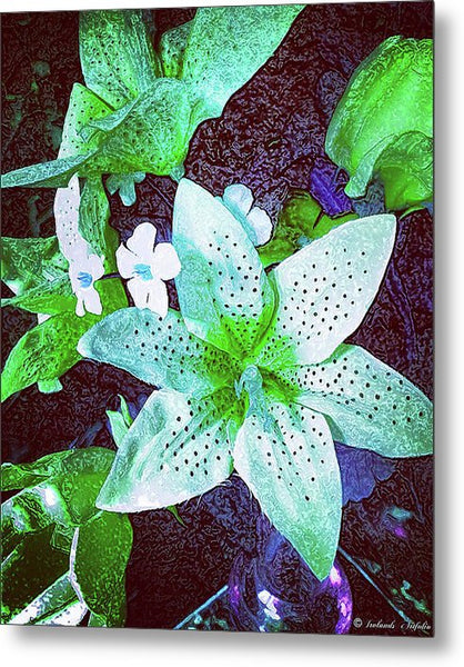 Light Beaming Green Flowers - Metal Print