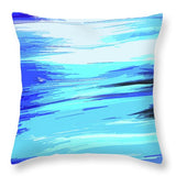 Ocean Blue Abstraction Painting - Throw Pillow