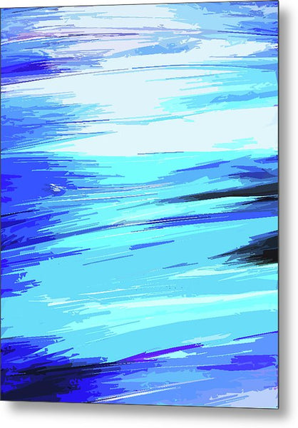 Ocean Blue Abstraction Painting - Metal Print