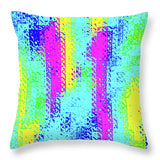 Pink And Yellow Choppy Lines Abstract  - Throw Pillow