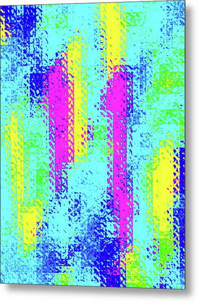 Pink And Yellow Choppy Lines Abstract  - Metal Print