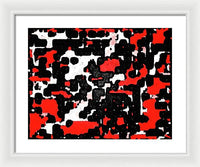 Red Black and White Spotted Abstraction - Framed Print