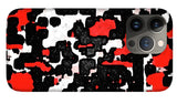 Red Black and White Spotted Abstraction - Phone Case