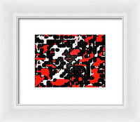 Red Black and White Spotted Abstraction - Framed Print