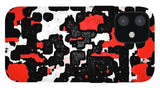 Red Black and White Spotted Abstraction - Phone Case