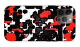 Red Black and White Spotted Abstraction - Phone Case