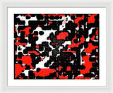 Red Black and White Spotted Abstraction - Framed Print