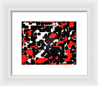 Red Black and White Spotted Abstraction - Framed Print