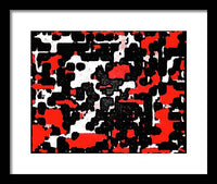 Red Black and White Spotted Abstraction - Framed Print