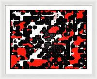 Red Black and White Spotted Abstraction - Framed Print