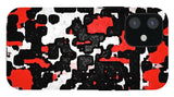 Red Black and White Spotted Abstraction - Phone Case