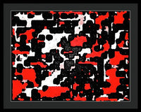 Red Black and White Spotted Abstraction - Framed Print