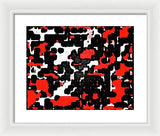 Red Black and White Spotted Abstraction - Framed Print