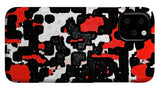 Red Black and White Spotted Abstraction - Phone Case