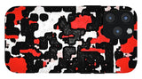 Red Black and White Spotted Abstraction - Phone Case