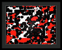 Red Black and White Spotted Abstraction - Framed Print