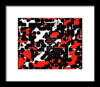 Red Black and White Spotted Abstraction - Framed Print