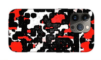 Red Black and White Spotted Abstraction - Phone Case