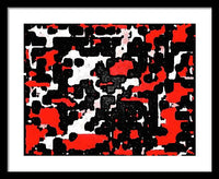 Red Black and White Spotted Abstraction - Framed Print