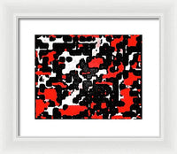 Red Black and White Spotted Abstraction - Framed Print