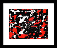 Red Black and White Spotted Abstraction - Framed Print