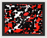 Red Black and White Spotted Abstraction - Framed Print