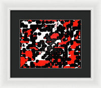 Red Black and White Spotted Abstraction - Framed Print