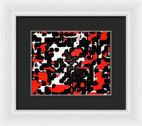 Red Black and White Spotted Abstraction - Framed Print