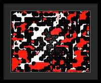 Red Black and White Spotted Abstraction - Framed Print