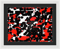 Red Black and White Spotted Abstraction - Framed Print