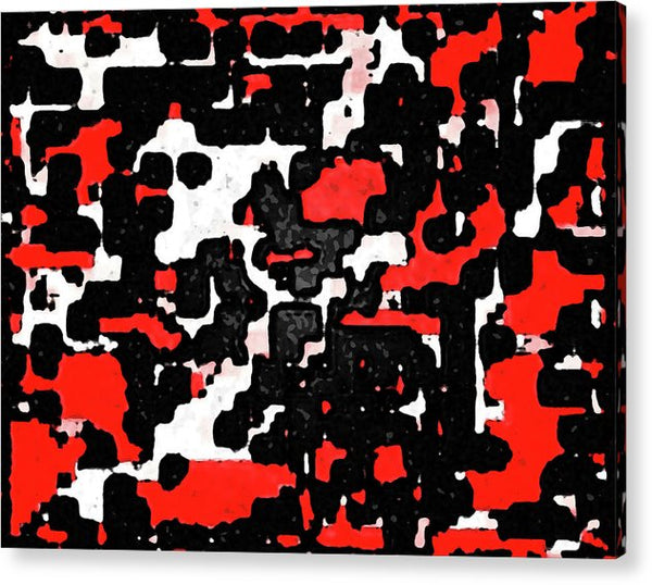 Red Black and White Spotted Abstraction - Acrylic Print