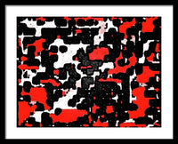 Red Black and White Spotted Abstraction - Framed Print