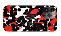 Red Black and White Spotted Abstraction - Phone Case