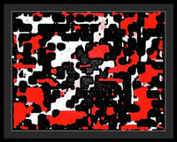 Red Black and White Spotted Abstraction - Framed Print