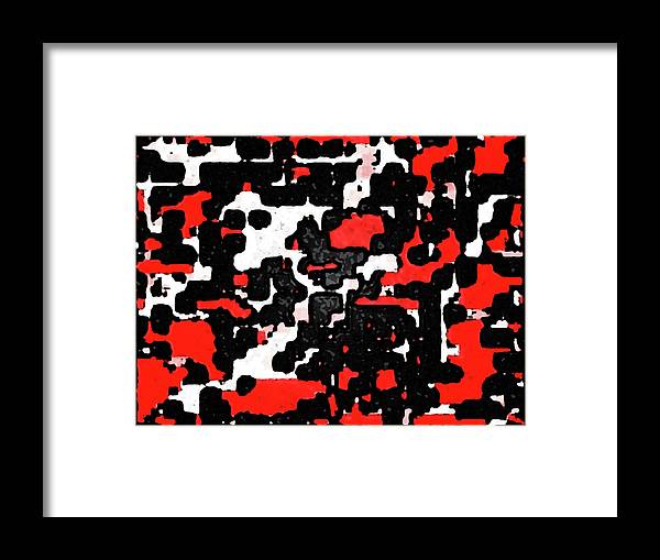 Red Black and White Spotted Abstraction - Framed Print