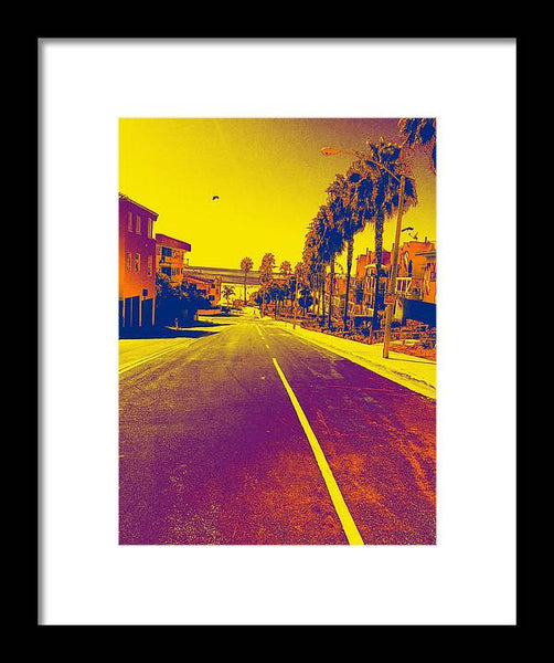 Purple and Golden Santa Monica - Framed Print