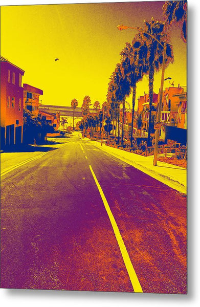 Purple and Golden Santa Monica - Metal Print